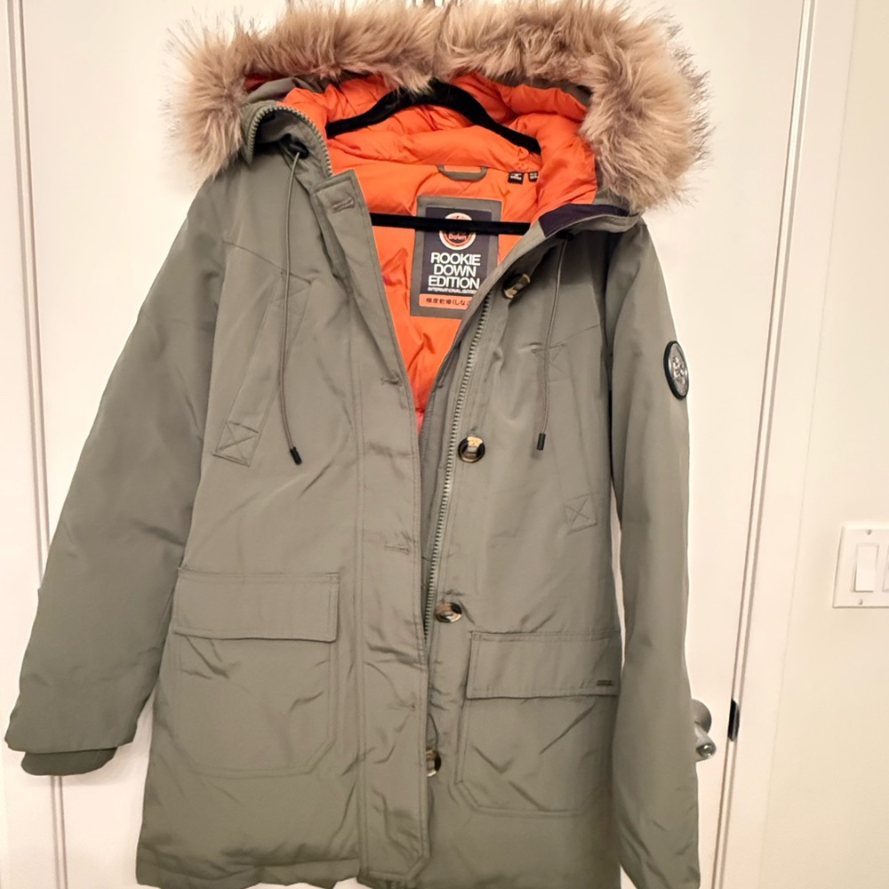 Superdry Khaki and Orange Parka Jacket